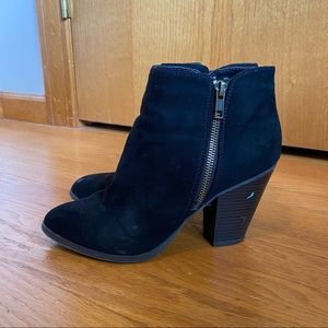 Suede Heeled Black Booties